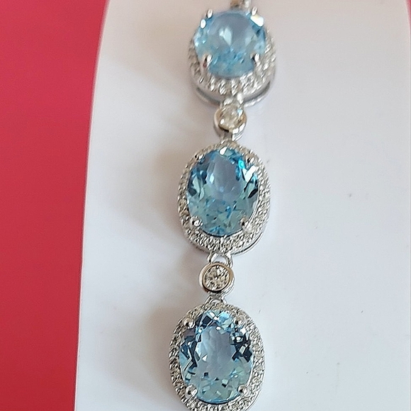 Heated Natural Topaz 10x8mm & Cz 925 Sterling Silver Bracelet (Adjustable) - Picture 6 of 7